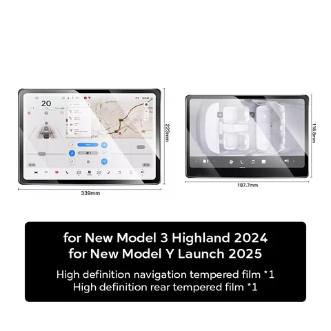 Защитная пленка из закаленного стекла для нового Tesla Model Y Launch 2025 Model 3 Highland 2024, защитная пленка центрального управления заднем рядом