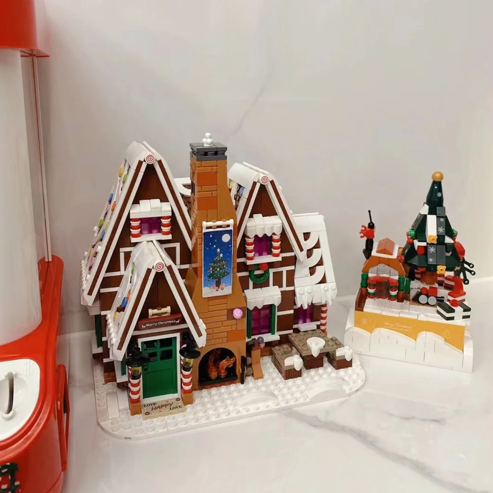 

Совместимость 10267, зимняя деревня, имбирный домик, модель, строительные блоки, модульный уличный вид, кирпичи, рождественские подарки, игруш...