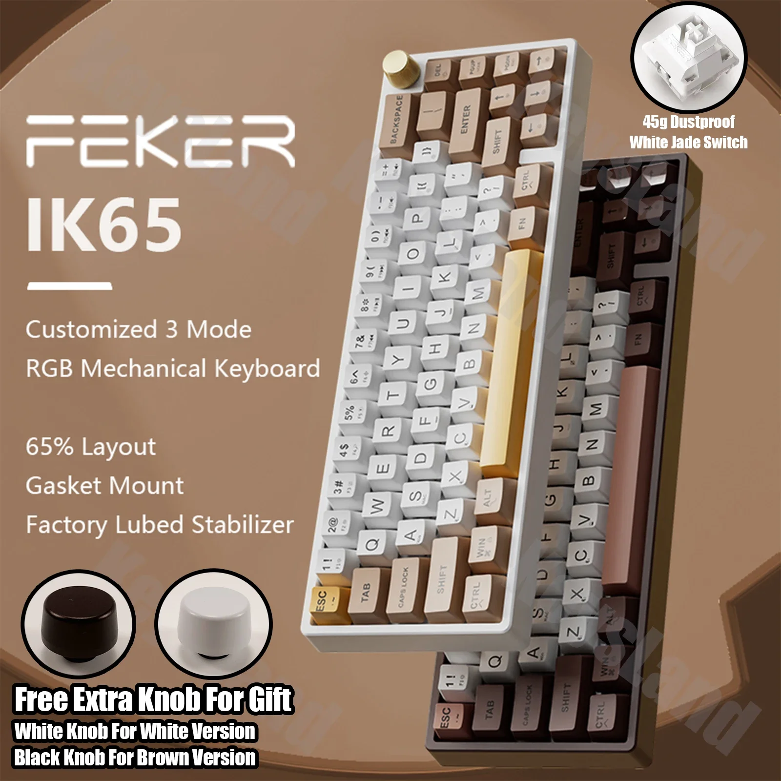 Клавиатура FEKER IK65 Беспроводная Механическая с поддержкой Bluetooth 65%, 2,4 ГГц, RGB