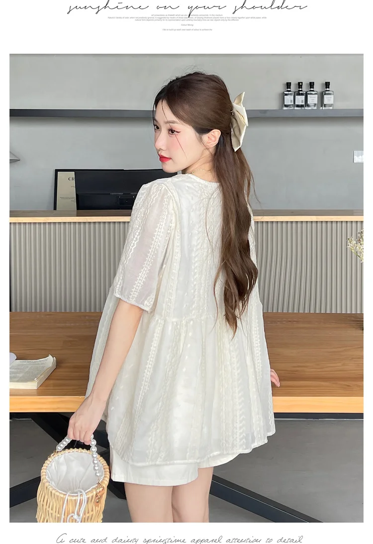 Летняя одежда для беременных милые кружевные рубашки с V-образным вырезом