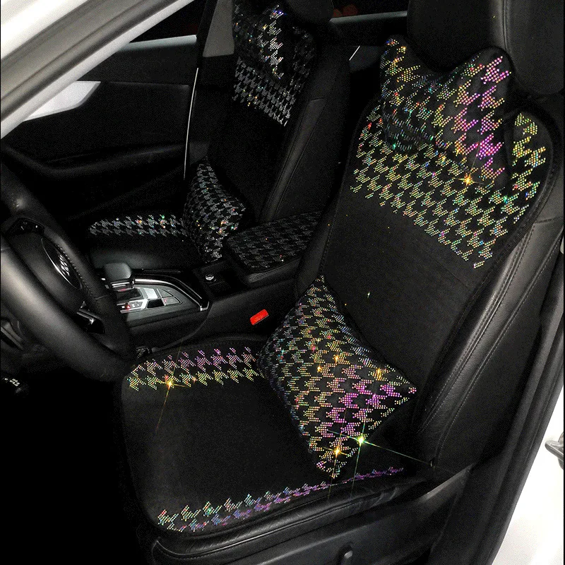 Cute Car Seat Covers for Women Rhinestone Crystal Full Set Bling Interior Decoration Universal Size Girls Auto Accessori Cute Car Seat Covers for Women Rhinestone Crystal Full Set Bling Interior Decoration Universal Size Girls Auto Accessori