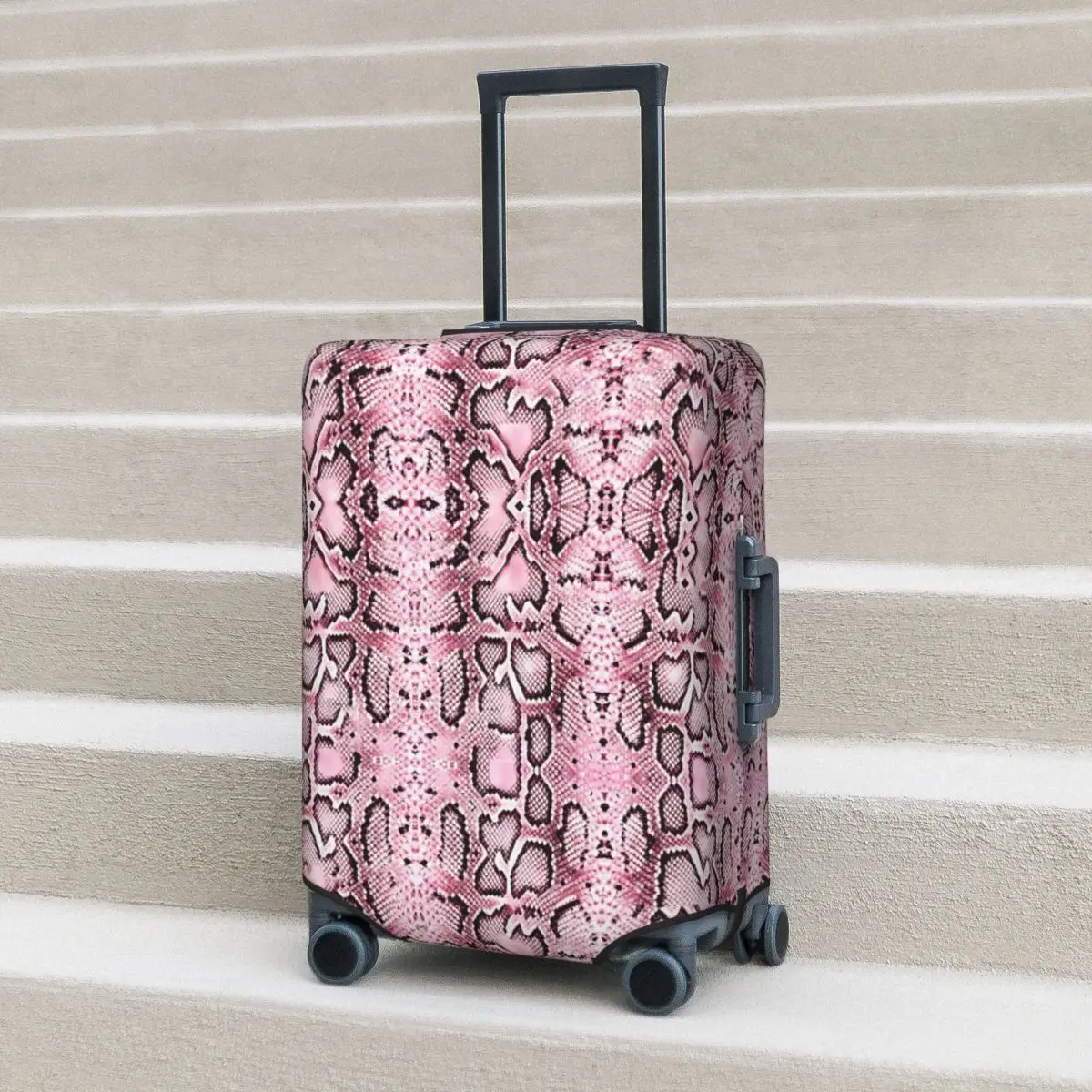 

Pink Snakeskin Suitcase Cover Animal Print Strectch Business Protection Luggage Case Holiday
