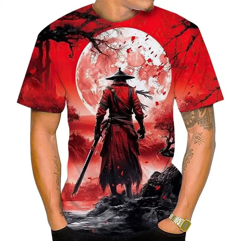 

Summer Japanese Ninja Pattern 3D Printing T-Shirt New Samurai Sakura Men's O-Neck Top Personalized Fashion Trend Casual Clothing