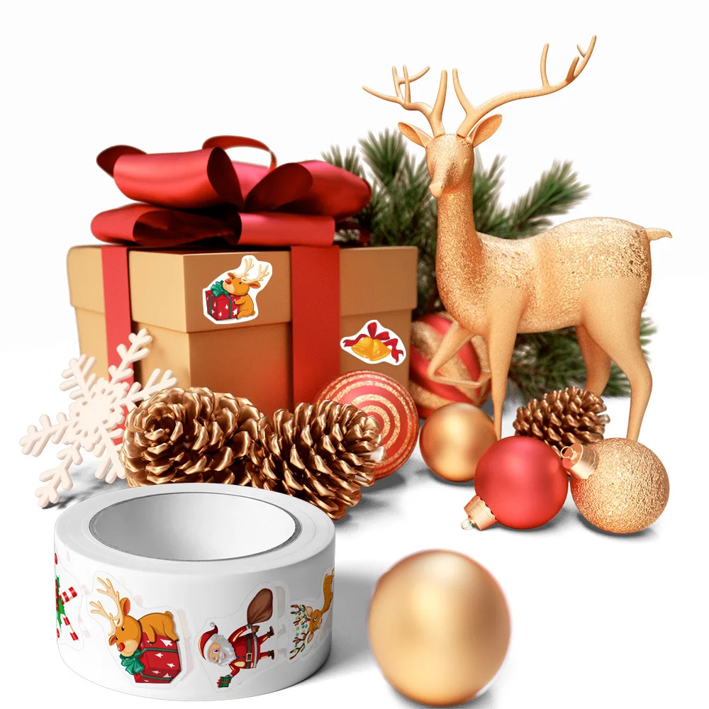 50-500 шт. Мультяшные рождественские наклейки с Санта-Клаусом елкой бумажными