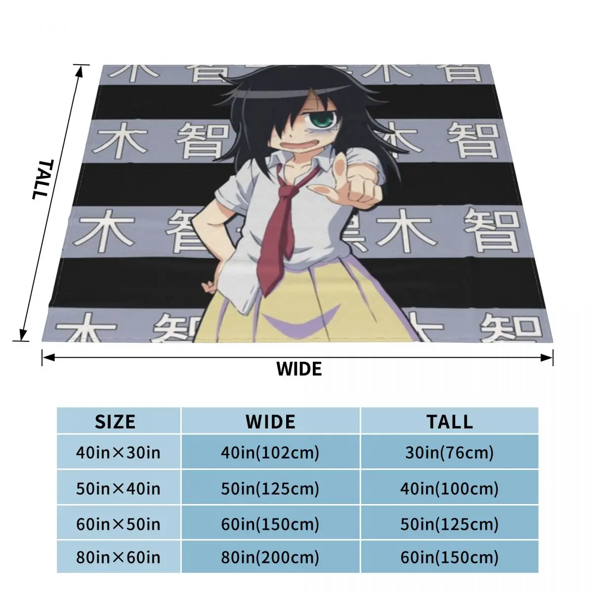 Tomoko Kuroki WataMote Аниме Ультрамягкое одеяло из микрофлиса