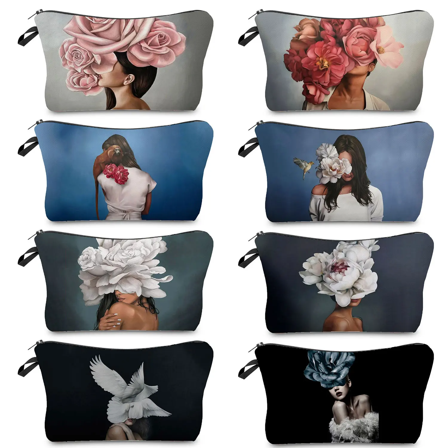 

Makeup Organizer Flower Female Art Print School Teacher Gift Pencil Case For Girl Toiletry Bag Outdoor Women Cosmetic Bag Travel