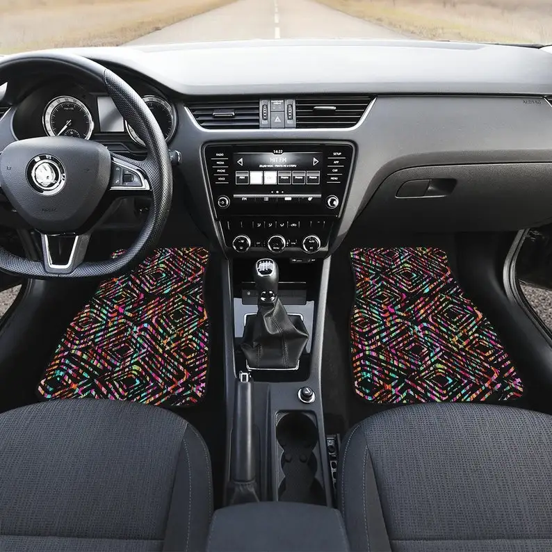 

Colorful Tribal Abstract Art Car Floor Mats Set, Front and Back Floor Mats for Car, Car Accessories