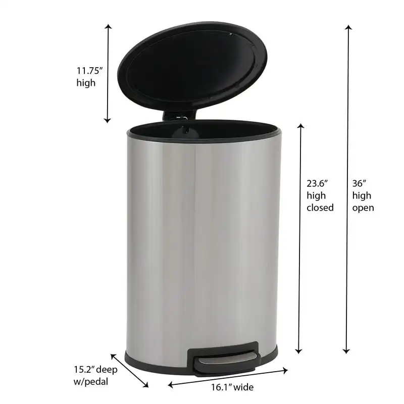 

Gallon / 40 Liter Loden Stainless Steel Oval Step Pedal Trash Can