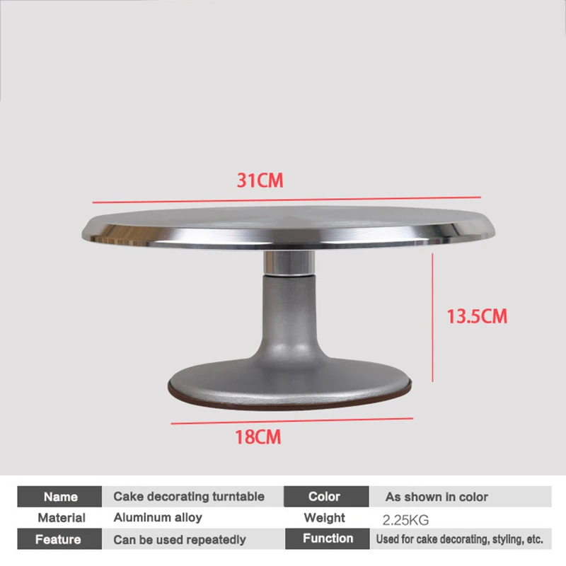 8-12 Inch High-quality Cake Turntable Platform Aluminum Alloy Rotating Baking Stand Decorating Tools Mould Scale Maker Dessert images - 6