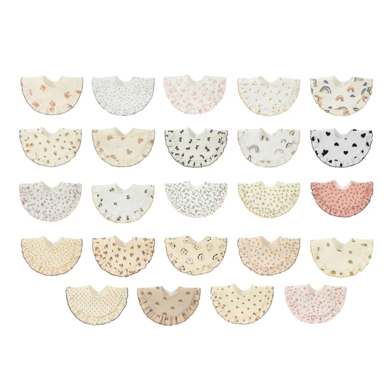 

Burp Cloth Bib Baby Cotton Bibs with Floral Printing Comfort 1 Step Snap Button Drooling Bibs Skin Friendly Nursing Bib