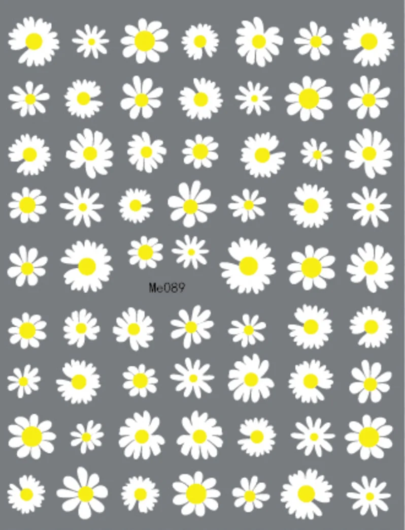 Тисненые наклейки для дизайна ногтей с цветами и маргаритками Слайдеры простой