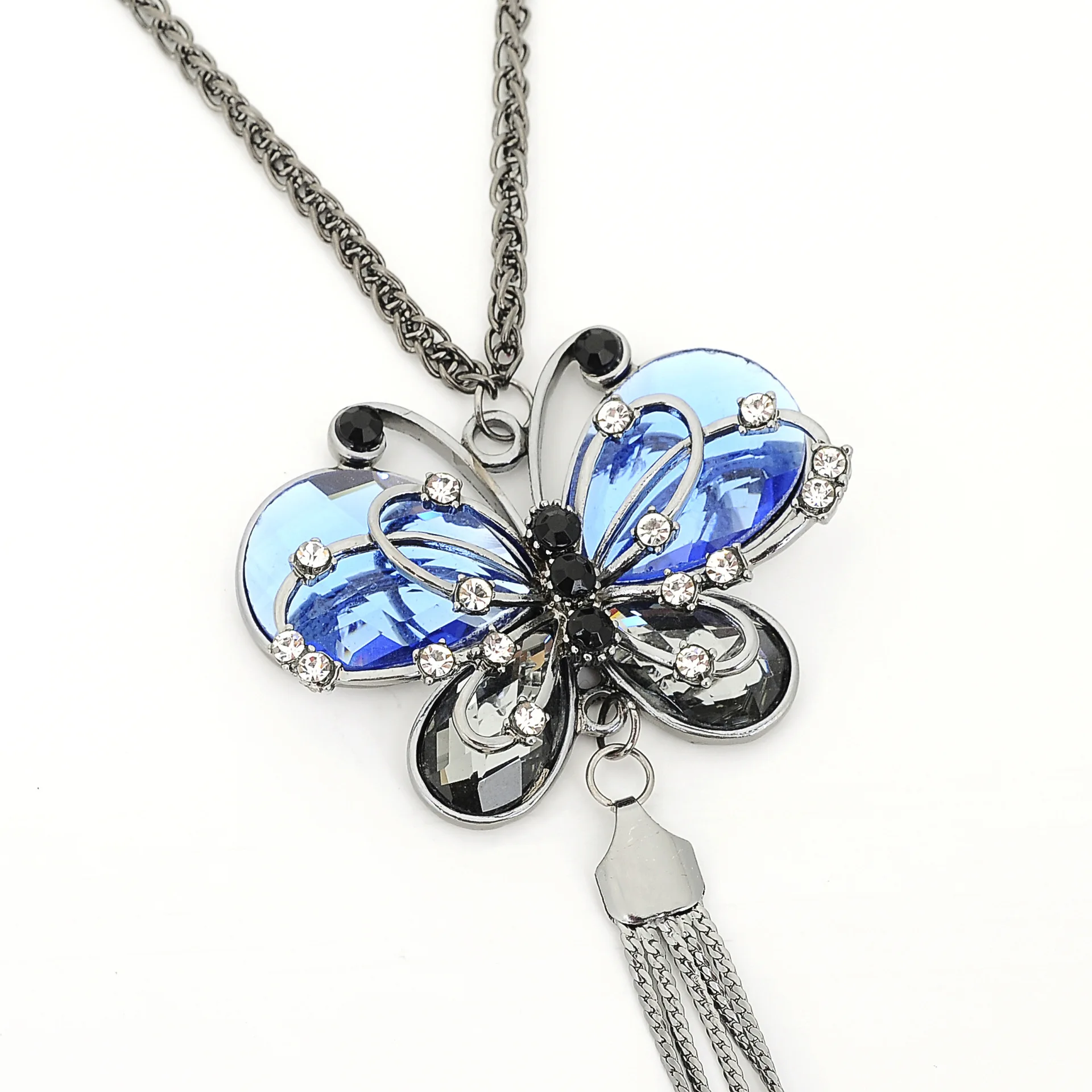 

SNQP viking collares para mujer envio gratis Alloy Women Sweater Chain CRYSTAL Necklaces TRENDY Butterfly Party