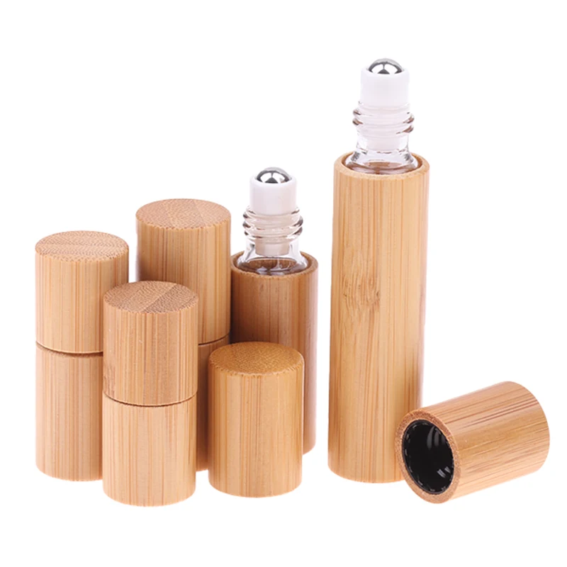 

1pcs 1/2/3/5/10ML Glass Bamboo Wood Bottle Perfume Empty Oil Bottle Roll On Ball Perfume Aromatherapy Bottle Oil Roller Bottle