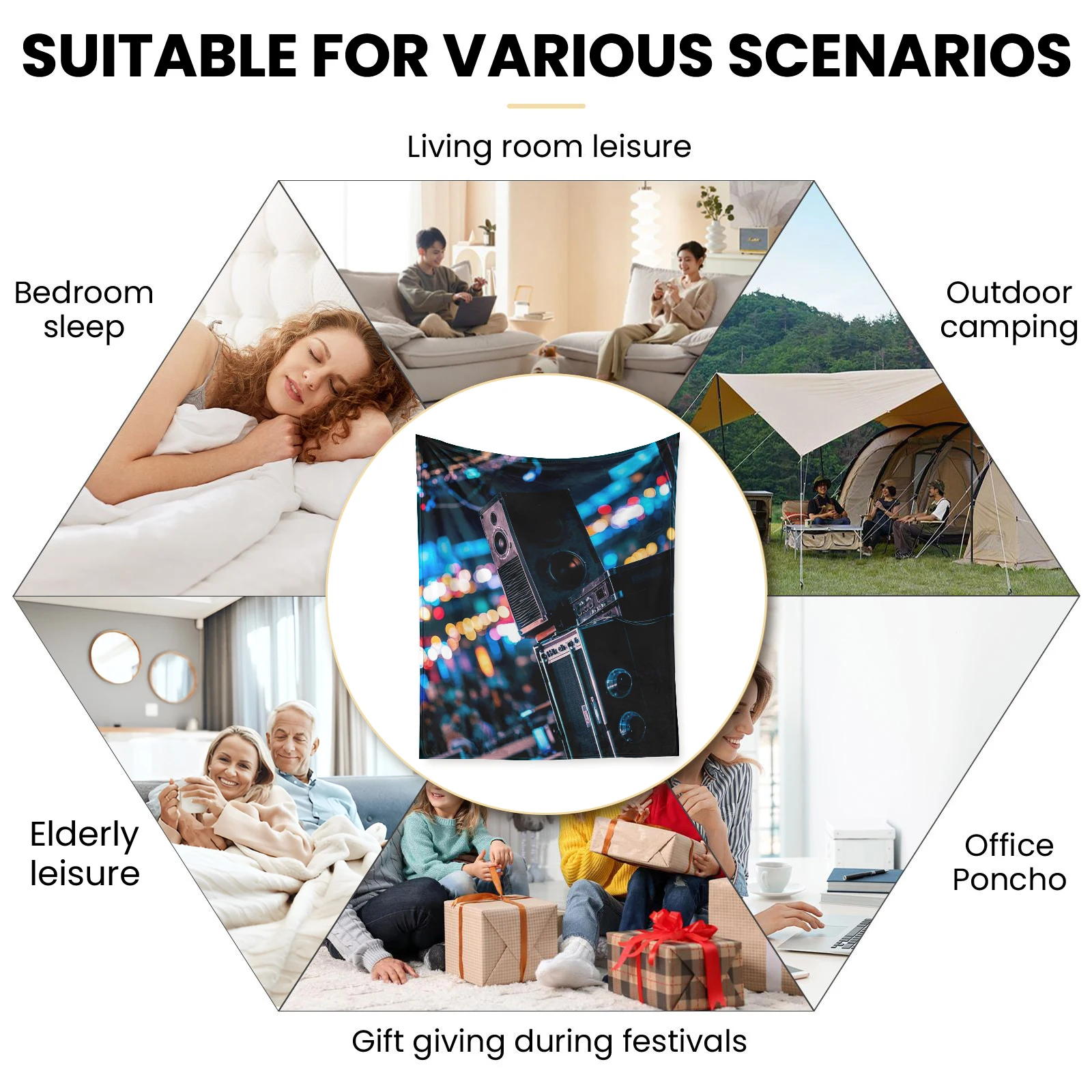 Детское одеяло связанное с страстью музыкальных фестивалів узорами динамиков