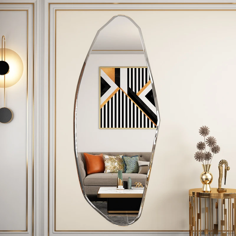 

Irregular Irregular Wall Hanging Mirror Full-Length Mirror Household Clothing Slimming Ins Dressing Mirror Wall Hanging Paste