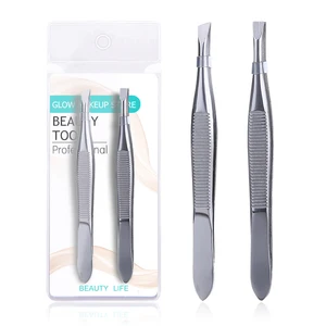 2Pcs/Set Professional Stainless Steel Hair Removal Clip Eyebrow Face Hair Remover Tweezers Makeup To in USA (United States)
