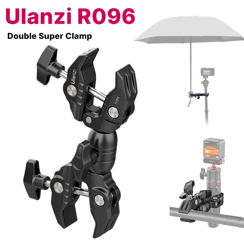 

Двойной металлический супер-зажим Ulanzi R096, шарнирный волшебный зажим на руку, 360 °, двойная головка, супер-зажим для зонта, монитора, искусственной кожи