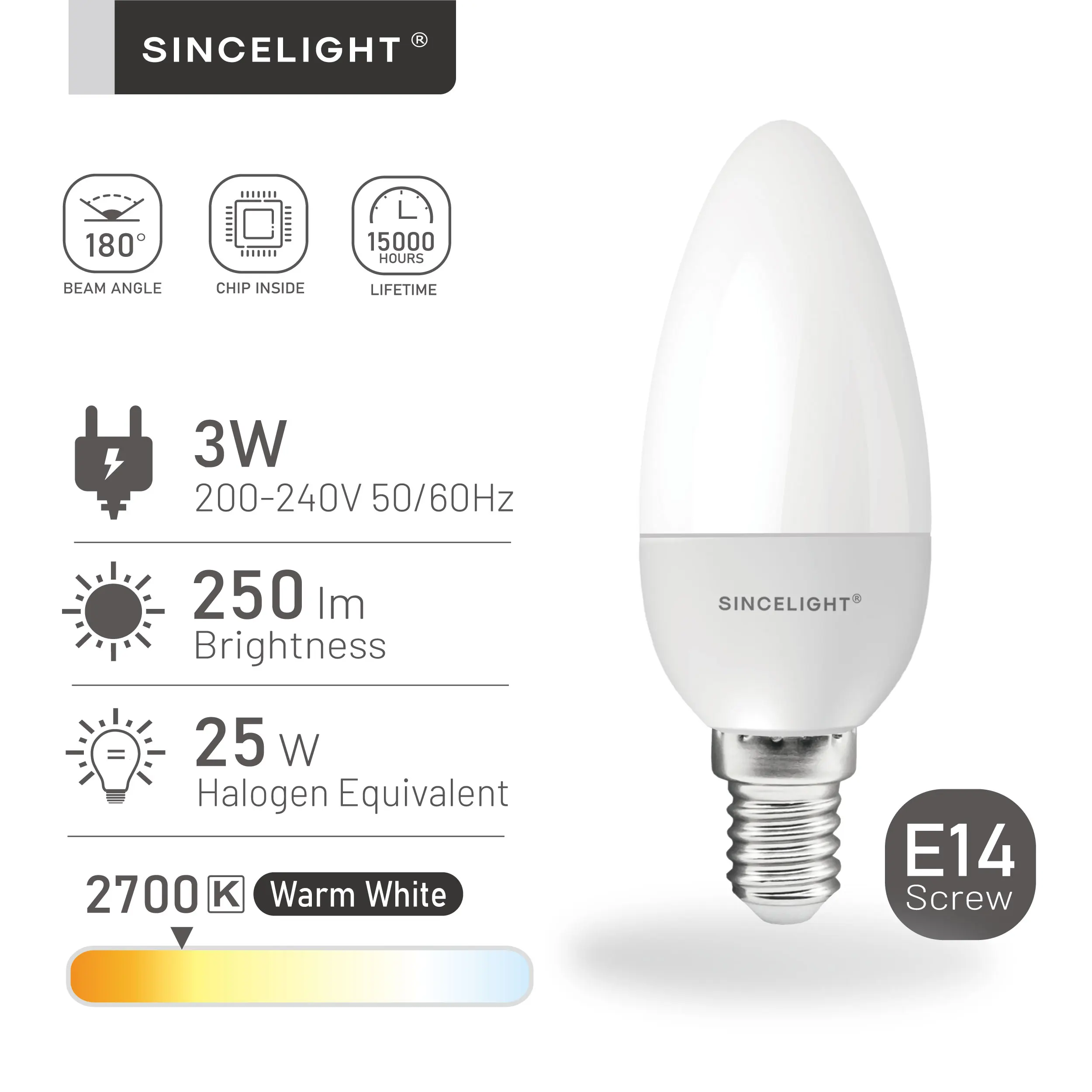 Упаковка из 6, E14, 3 Вт светодиодный ная лампа-свеча (B35/Frosted / AC 220-240 В/теплый белый/Lampada, точесветильник льник) для украшения дома