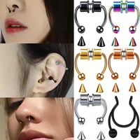 fake nose ring hoop nose septum rings stainless steel magnet nose punk fake piercing body jewelry hip hop rock ear clip jewelry