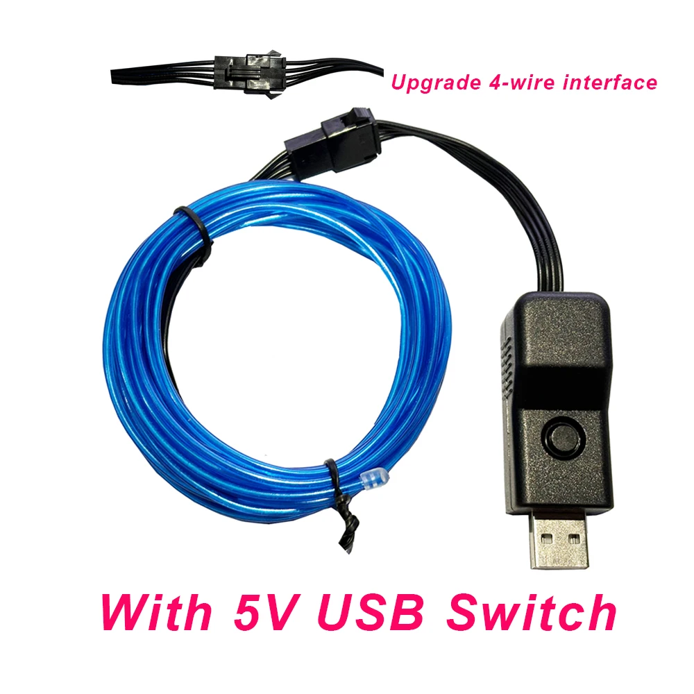 Фото Новый плавный бег EL проволочная полоса батарея USB-переключатель неоновые светящиеся гирлянды DIY веревочная трубка Хэллоуин черный свет многоцветный №3