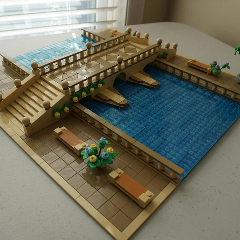 Фото 1291 деталь MOC Star Battle Theed Bridge, модель из строительных блоков, архитектурное ремесло, художественная коллекция, подарок на день рождения, творческое DIY, образовательный набор №5