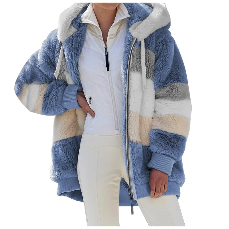 2021 New Autumn and Winter Clothing Casual Loose Hooded Women's Fashion Long-sleeved Loose Plush Multicolor Hooded Jacket Women