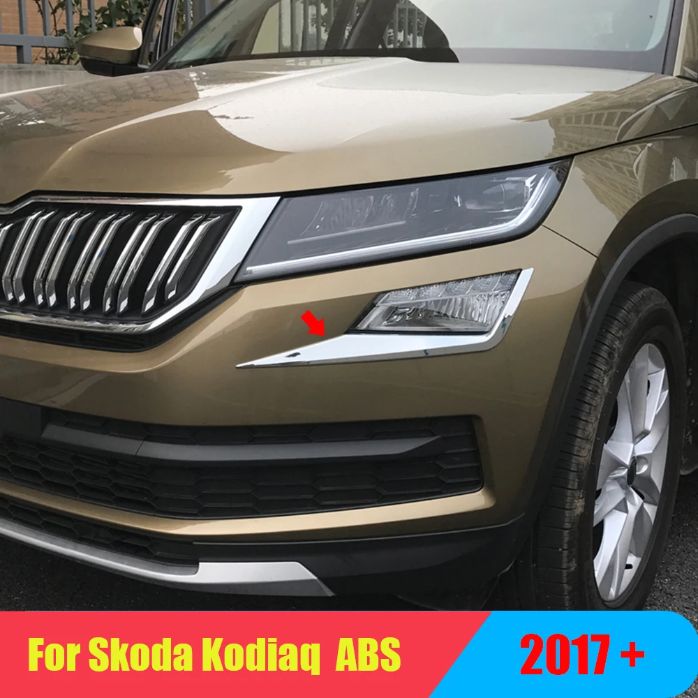 

ABS Plastic Chrome Car front fog lamp eyebrow Decoration Cover Trim car styling accessories Fit For Skoda Kodiaq 2017 2018 2pcs