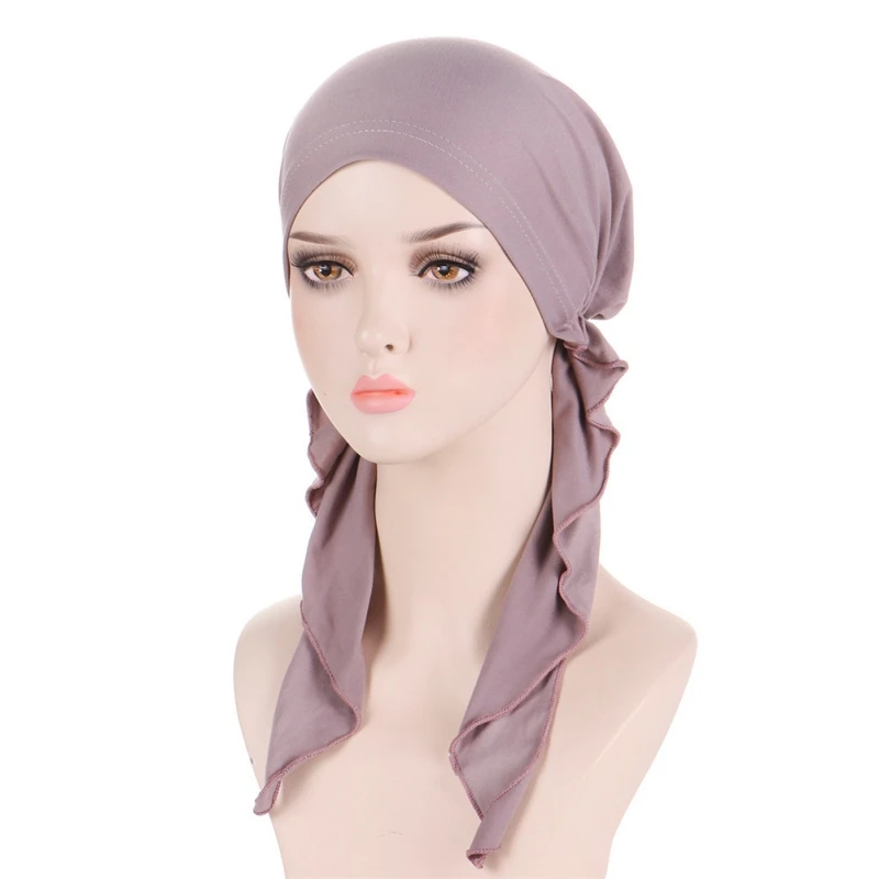 

Muslim Solid Color Hijabs Ethnic Women's Headscarf Elegant Casual All-Matching Bottoming Hat