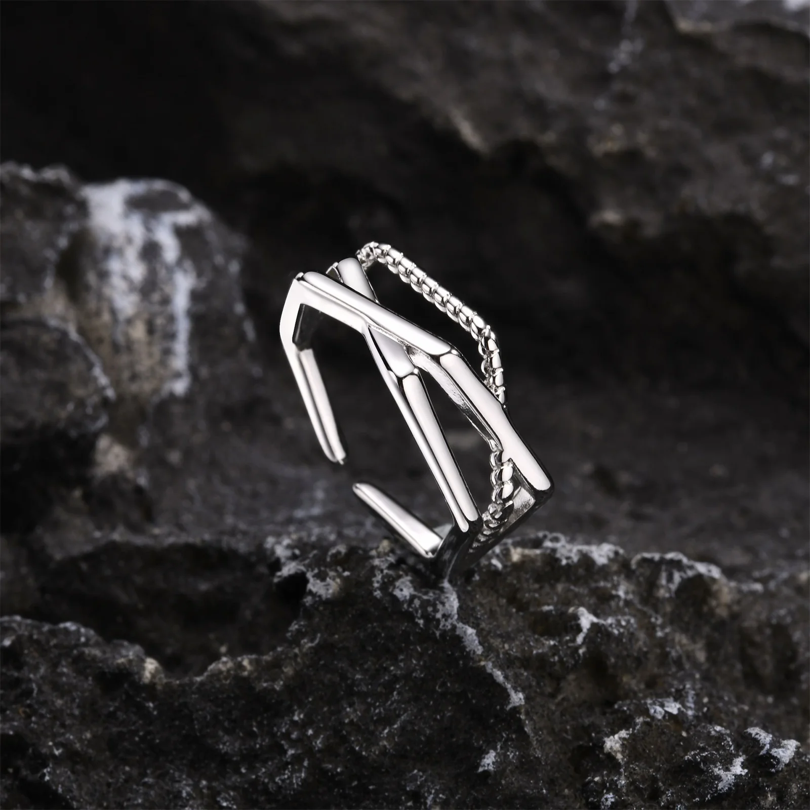 Геометрическое плетеное кольцо для мальчиков регулируемое в стиле хип-хоп