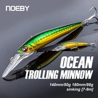 noeby trolling sinking minnow fishing lure 140mm 50g 180mm 98g artificial baits saltwater wobblers for bass pike fishing tackle