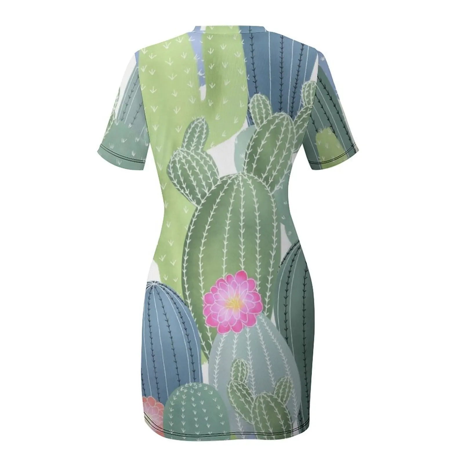 Кактусы Любовь / Акварельный Кактус Платье с короткими рукавами Женская одежда
