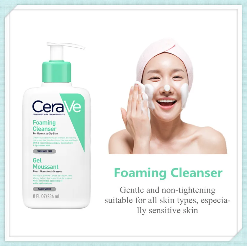 

Cerave Foaming Facial Cleanser Gently Cleaning Skin Oil Control Glycerin Deep Moisturizing For Normal To Oily Skin 236ml