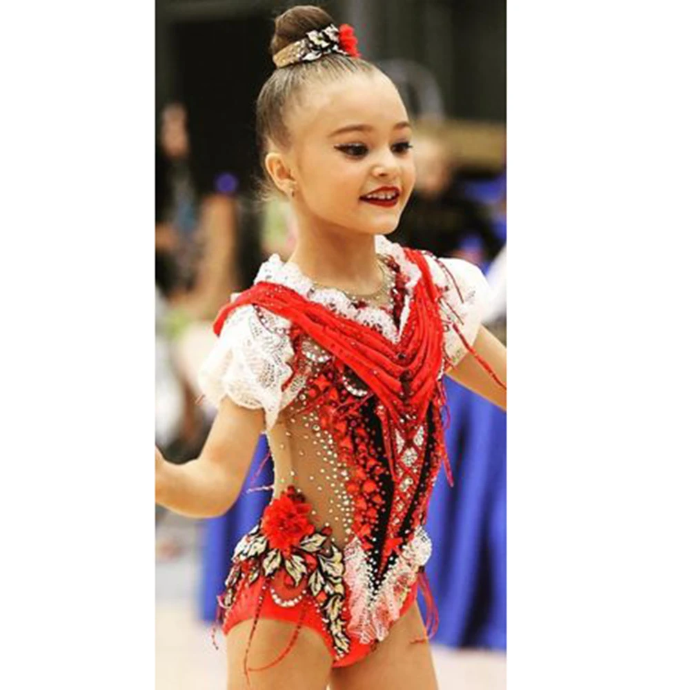 

Ритмические гимнастические трико с синей бабочкой и принтом бриллиантов без рукавов для девушек