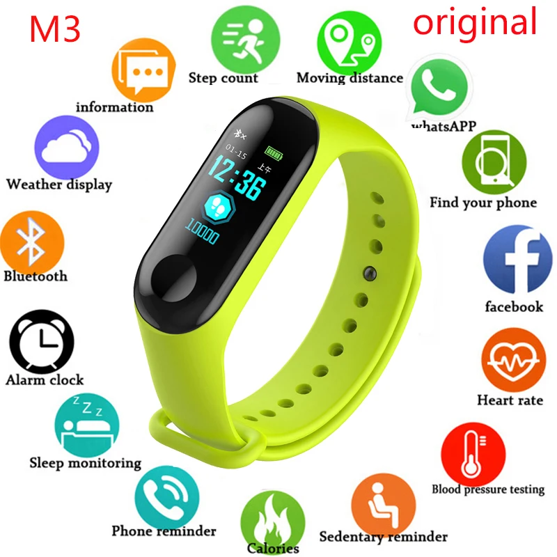 

M3 Smart Watch Digital Bracelet with Heart Rate Monitoring Running Pedometer Colour Counter Health wristbands PK M4 M6 Y68 D20S