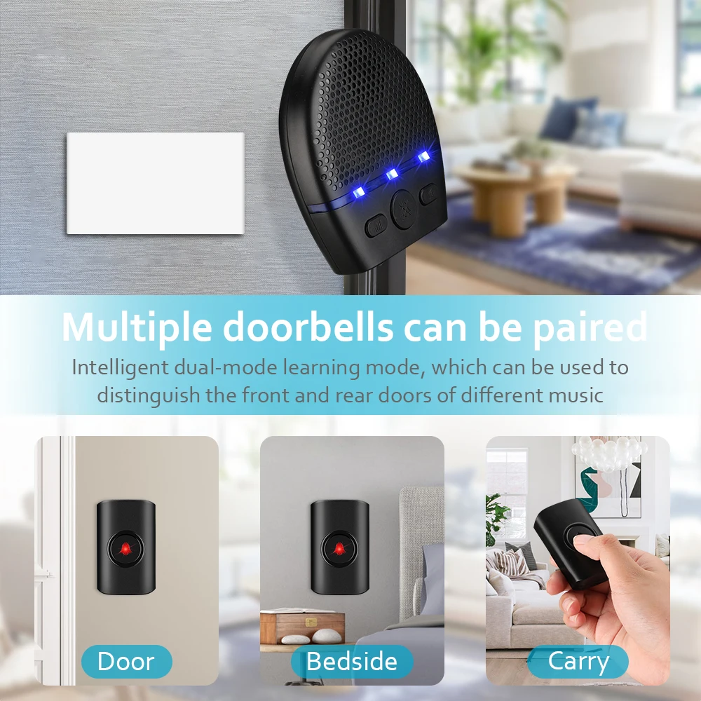 wireless ip65 waterproof doorbell wsdcam smart home door bell chime kit led flash outdoor house welcome bell security alarm free global shipping