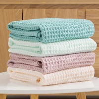 24 pcs 100 cotton bath towel set for adult child super absorbent soft bathroom waffle towel solid color kitchen clean towels