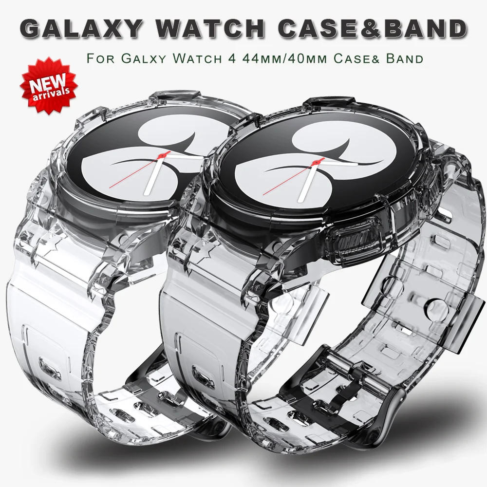 

22mm 20mm Tranparent Band for Samsung Glaxy watch4 40/44mm TPU Cover Strap Bracelet For Samsung Galaxy Active 2 40mm 44mm