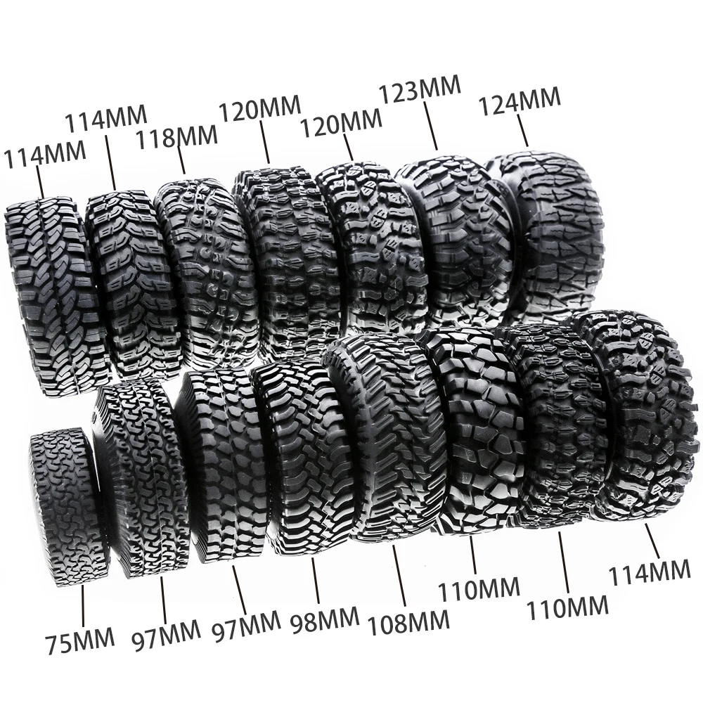 2pcs 1.9inch Rocks Tyres Tire Rubber Wheel Tire for 1:10 RC Rock Crawler TRX4 Bronco D90 D110 Axial scx10 90046 RC4WD CC01 TF2