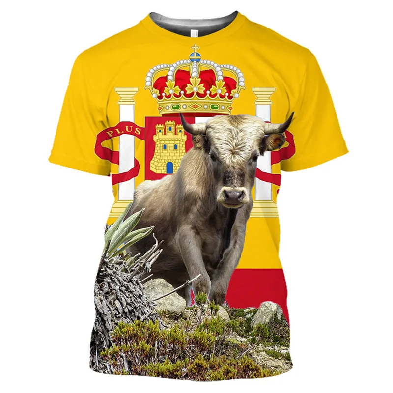 

Spain Show Spanish Bullfight Bull Print T-shirt 3D Summer Men Women T Shirts Funny Animal Men Clothing Harajuk Graphic Tee Tops