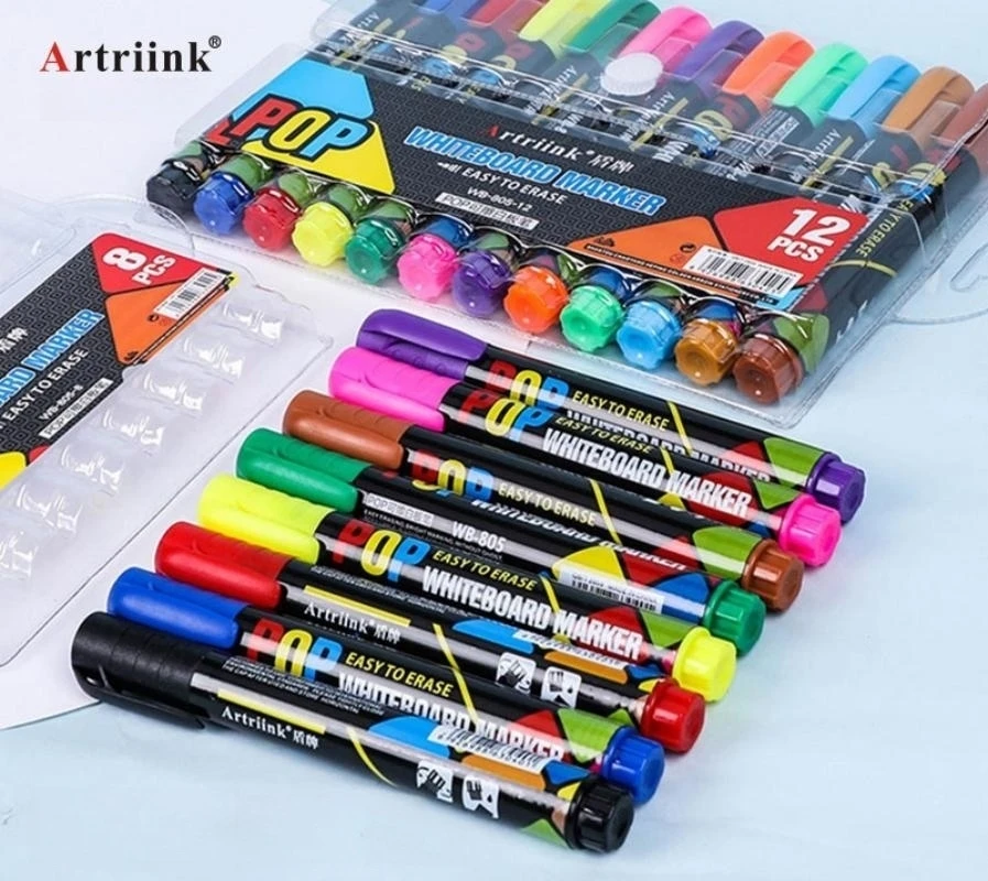 

Artriink 8/12 Colors 6mm Erasable Color Whiteboard Pen, Chalkboard Glass Window Pen, Painting Art Marker Pen Art Supplies