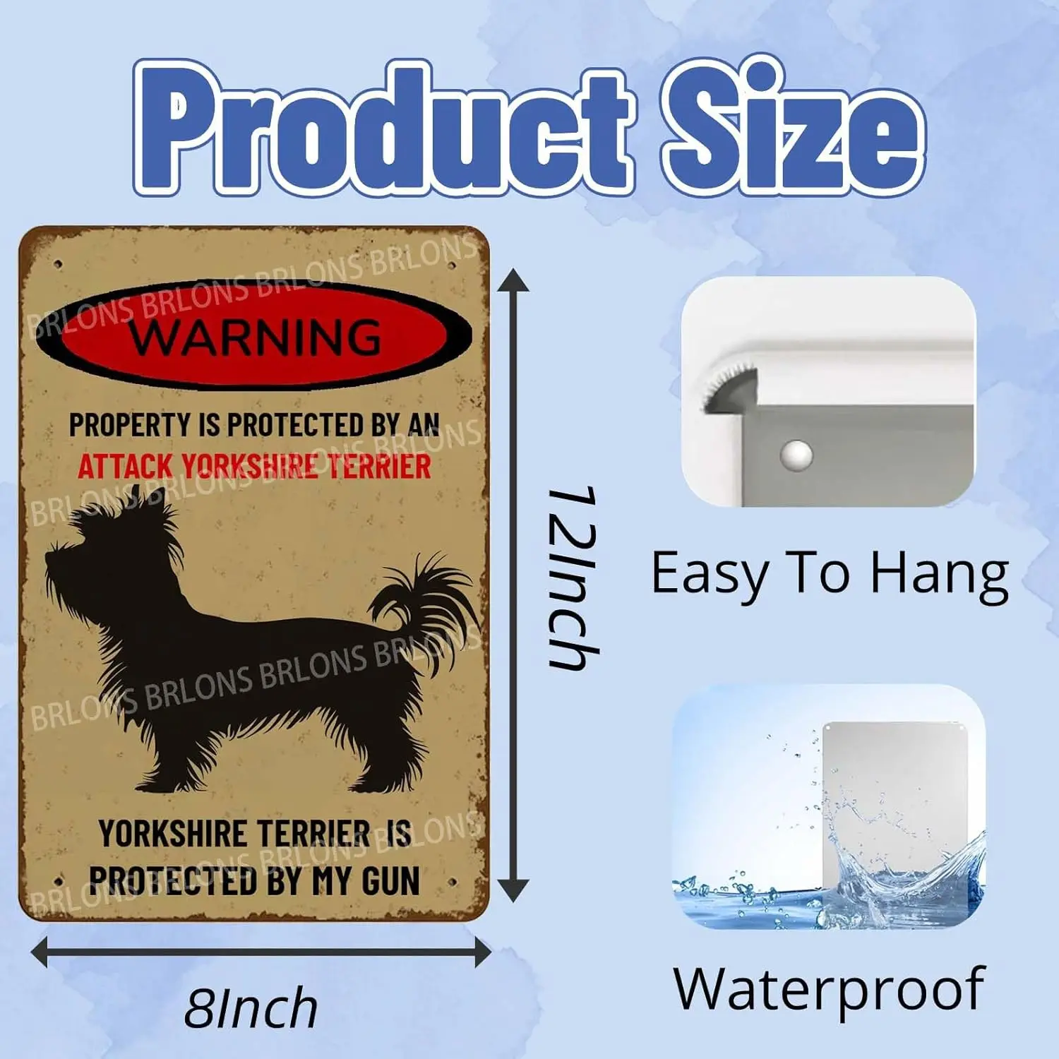 Metl Sgn Wrnng Property s Защищенная от n ttck Yorks3) Terrer Bewre Of lumnum Vntge Tn For Fence Outdoor Yrd Home De