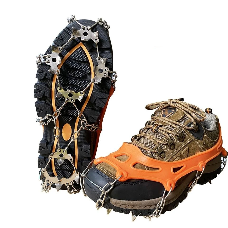 

crampons brs traction clip 19 nails stainless steel non-slip grip ice and snow claw climbing outdoor hiking winter
