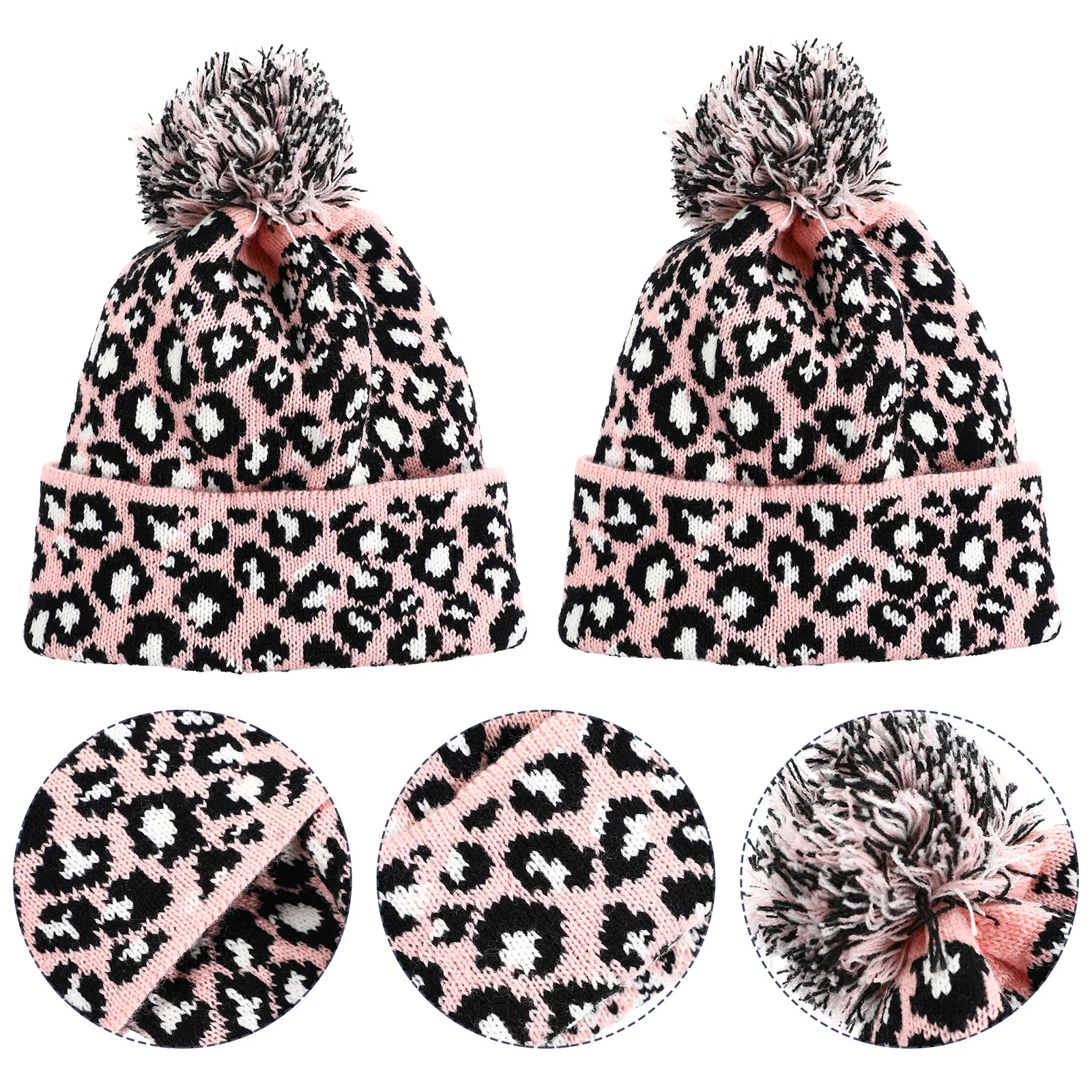 Шапка-бини с леопардовым принтом женская шапка теплый вязаный берет осенние