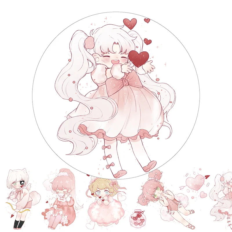 

New Collage Washi Tape Sticker Lovely Caracter Cotton Candy Girl Special Oil