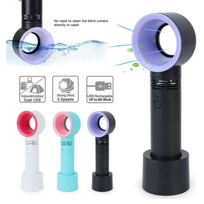 

USB Mini Handheld Fan Portable Bladeless Fan Charging Eyelashes Dryer Rechargeable Ultra Quiet Fans Air Cooler Fans For Desktop