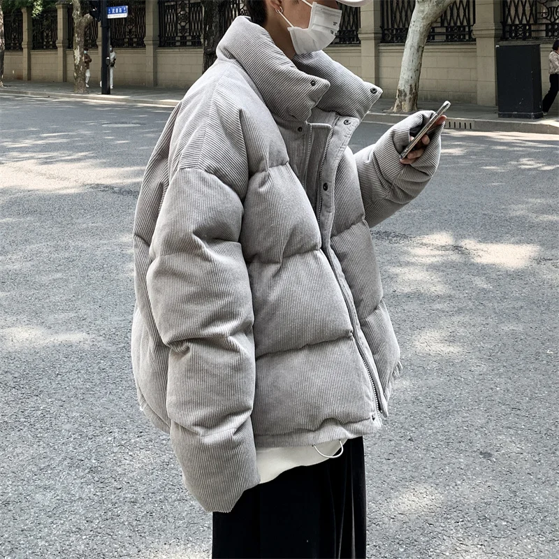 Winter Jacket Men Warm Fashion Oversized Thicken Corduroy Jackets Mens Streetwear Korean Loose Thick Short Coat Men Clothes
