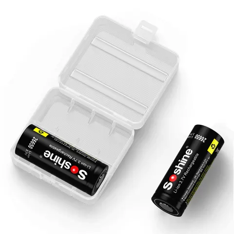 Soshine 26650 аккумуляторная батарея, 5 шт., жесткий пластиковый 26650, 2 слота, держатель аккумулятора, контейнер, прозрачный Органайзер, портативный
