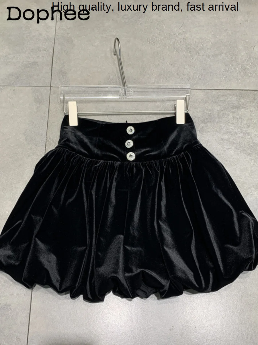 

Короткая черная элегантная бархатная Женская мини-юбка с завышенной талией, модель 2023 года, женские осенне-зимние юбки