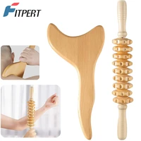 2pcsset wood therapy massage tools lymphatic drainage maderoterapia kit for body sculpting anti cellulite lymphatic drainage