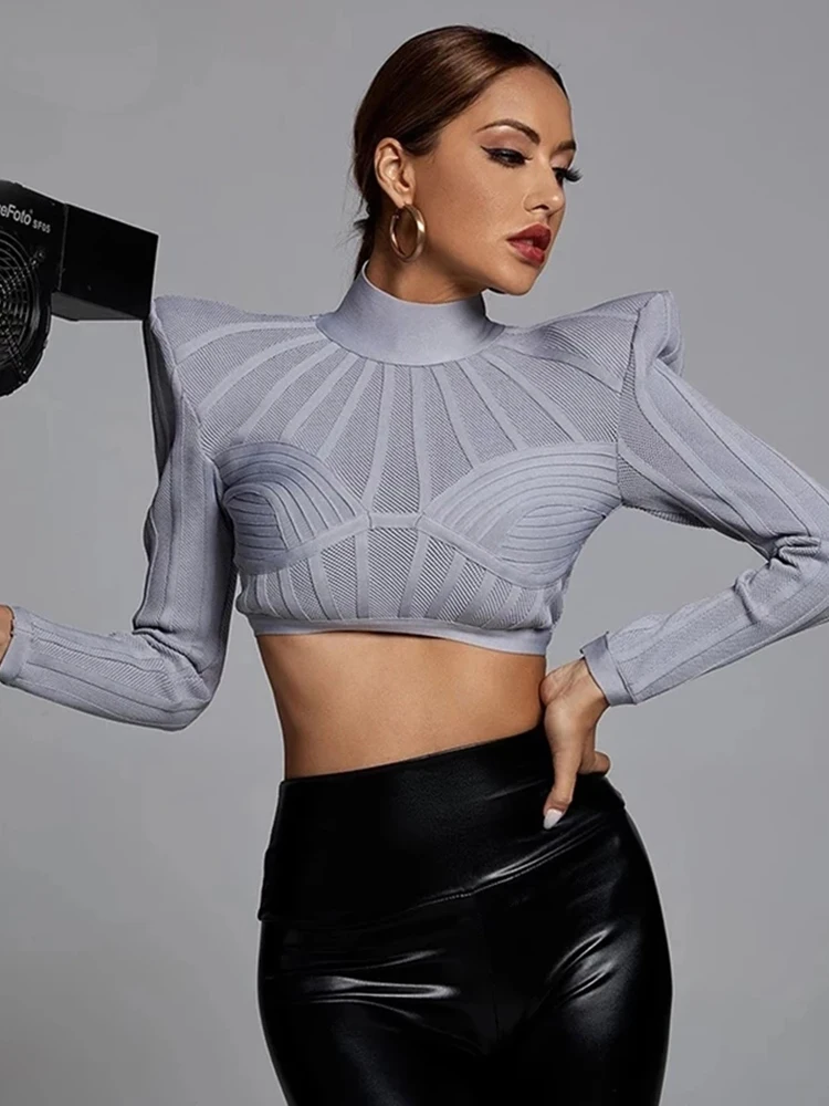 Женская короткая футболка в полоску облегающий Топ с длинным рукавом и высоким